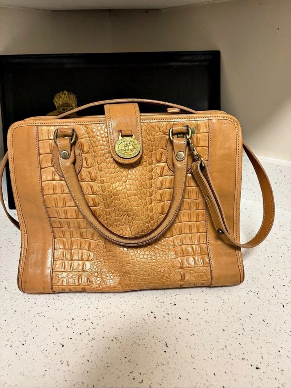 Vintage Brahmin Croc Embossed Purse crossbody and handle straps